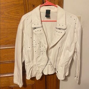 Women’s White Denim 80s Vintage Jacket with Kimono Sleeves